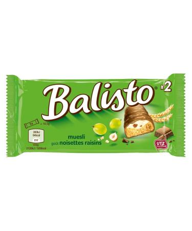 Balisto Chocolate Bars - Muesli Mix Green | 60 Bars (3 Packs of 20) | International Shipping Available - Buy Online on GoSupps.com