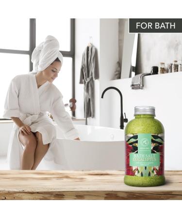 Premium Eucalyptus Bathing Salt 600g - Relaxation & Stress Relief with Natural Sea Salt & Essential Oils - Ideal for Sleep Cold Relief & Swim Additive - Buy Online on GoSupps.com