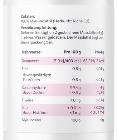 Effective Nature Inositol Pure 180g - Myo-Inositol 4000mg/Day for PCO Syndrome & Cyclical Disorders - 45 Days Supply - Buy Online on GoSupps.com