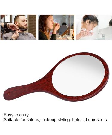 Vintage Wooden Handle Hand Mirror - Red Handheld Vanity Mirror for Hairdressing, Makeup, and Grooming - Buy Online on GoSupps.com
