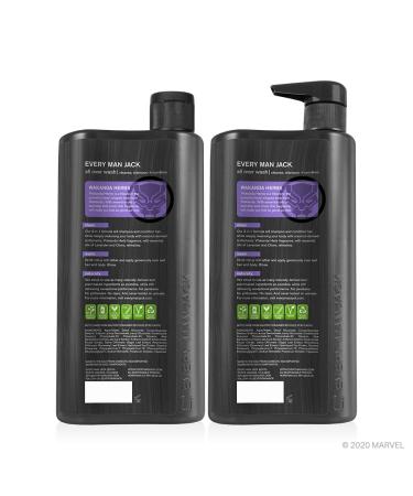 Every Man Jack Black Panther All Over Wash | 32oz Twin Pack | Parabens & Phthalate-free | Cruelty Free Wakanda Herb Formula - Buy Online on GoSupps.com