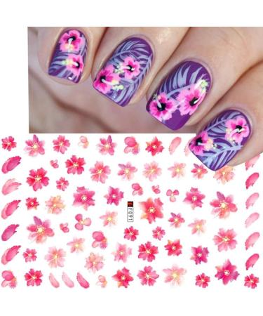 DIY For Manicure Summer Sliders Cherry Blossoms 3D Water Transfer Nail Art Sticker Pink(F129) - Buy Online on GoSupps.com