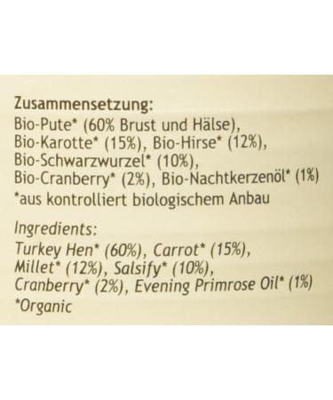 Herzens-Hund HerzensHund Organic Turkey with Organic Millet Organic Carrot Organic Black Root Organic Cranberry Evening Primrose Oil Gluten Free 12 x 400 g - Buy Online on GoSupps.com
