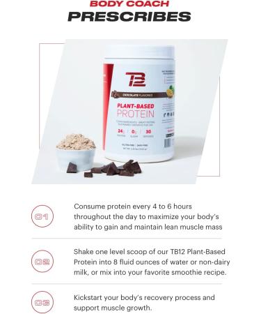 TB12 Plant Based Protein Powder | 24g Vegan Pea Protein | Low Sugar & Carb | Non-GMO | Meal Replacement | Keto & Paleo Friendly | Sugar Free | Vanilla Flavor - 30 Servings/2.12lbs - Buy Online on GoSupps.com