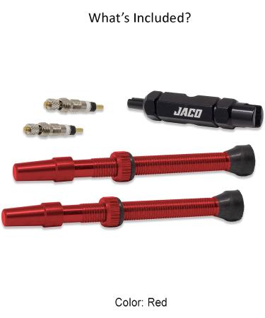 JACO Tubeless Presta Valve Stem Replacement Kit | 44mm / 60mm Red - 6 Color Options - Buy Online on GoSupps.com