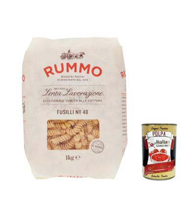 Italian Gourmet E.R. Rummo Fusilli No. 48 Pack of 4 durum wheat semolina pasta 1 kg + Italian Gourmet Polpa di Pomodoro 400 g