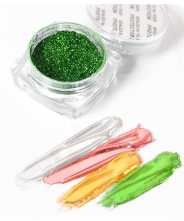 12 Jar Pearl Powder Nail Chrome Set - Rose Gold Purple Holographic Glitter & 8 Eyeshadow Brushes | Reflective Mirror Effect - Buy Online on GoSupps.com