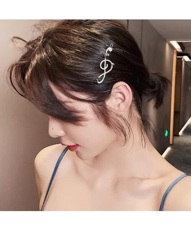 Mobestech 2pcs Music Note Hair Clips - Elegant Alloy Rhinestone Barrettes for Women and Girls (Gold+Silver) - Buy Online on GoSupps.com