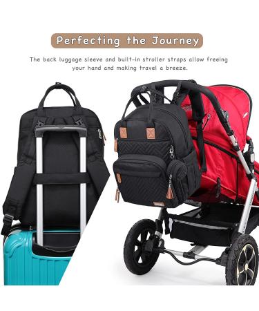 Iniuniu Baby Diaper Backpack - Large Multifunctional Diaper Bag with Changing Pad & Pacifier Holder - Stylish & Practical for Moms & Dads - Black - Buy Online on GoSupps.com
