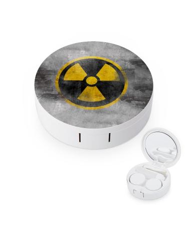 Nuclear Reactor Symbol Round Case For Contact Lens Kit Storage Box with Mirror Printed