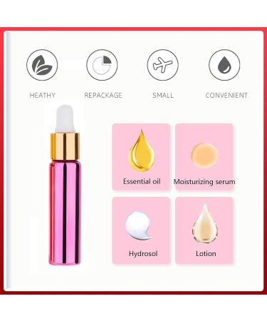 Tianzd 6 Pack 10ml Chrome Pink Glass Pipette Bottles - Essential Oil & Perfume Containers with Gold Screw Cap - Buy Online on GoSupps.com