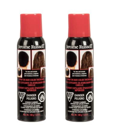 Jerome Russell Spray On Hair Color Thickener Jet Black - Instant Bald Spot Root Cover Up Hair Thickener Spray for Fine and Thinning Hair 3.5 oz 2-Pack