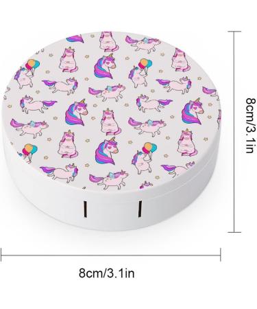 Cute Fat Unicorn Pattern Round Case For Contact Lens Kit Storage Box with Mirror Printed - Buy Online on GoSupps.com