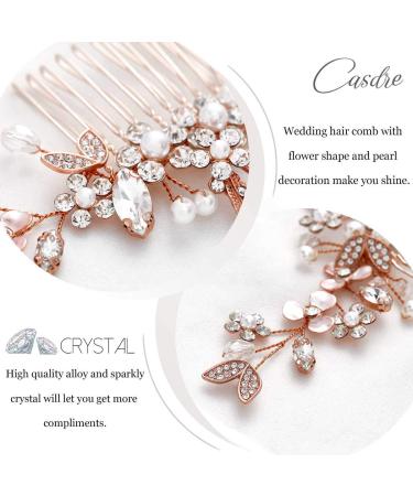 Crystal Rhinestone Bridal Hair Comb - Rose Gold Wedding Hair Accessories for Women - Buy Online on GoSupps.com