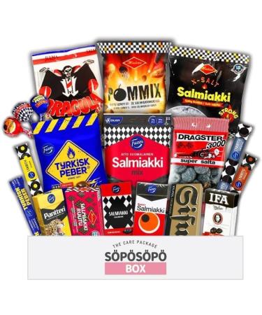 Finnish Salmiakki and Licorice set S P S P BOX Variety Pack Care Package Treats Gift Boxes Pack Adults Kids Grandkids Guys Girls Women Men Boyfriend Candy Birthday Cookies Chips Food (SOPOSOPO) - Buy Online on GoSupps.com