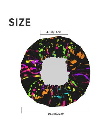 Glow in Dark Splatter Neon Reusable Shower Cap for Men and Women - Double Layer Waterproof Bathing Hat for Long Hair Protection - Buy Online on GoSupps.com