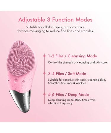 KORSMALL Silicone Facial Cleansing Brush Electric Face Brush 6-Speed IPX7 Waterproof Silicone Face Scrubbers Anti-Aging Skin Cleanser for Skin Care and Exfoliation Deep Cleansing Massaging (Pink) - Buy Online on GoSupps.com