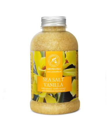 Sea Salt Vanilla 21.16 Oz - w/Vanilla & Cinnamon Essential Oils - Natural Bath Sea Salts - Best for Bath - Good Sleep - Relaxing - Body Care - Beauty