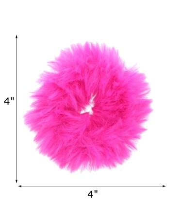 Hot Pink Solid Fur Scrunchies Pony Holder - Set of 2 | Stylish Hair Accessories - Buy Online on GoSupps.com
