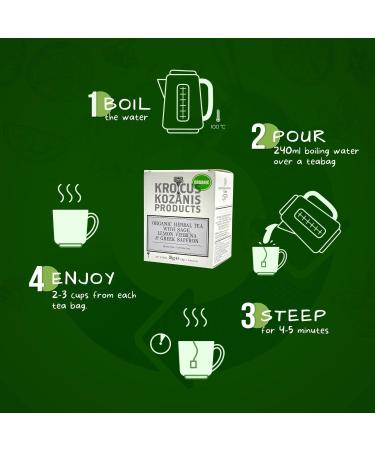 Sage Sleep Tea Bags with Lemon Verbena & Greek Saffron | Luxury Herbal Tea | Night Time Tea | Ethically Sourced Anxiety Relief Tea |Relaxing Tea| Caffeine & Gluten free | 10 Tea Bags | Krocus Kozanis - Buy Online on GoSupps.com