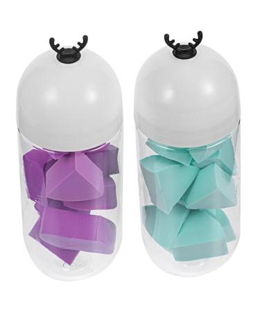 Ipetboom 2 Capsule Bottle Beauty Egg Loose Powder Puff Face Flat Make up Face Powder Puff Makeup Face Puff Cushion Puff Foundation Wet Dry Use Puff Air Sponge Hydrophilic Polyurethane Cream 20x7cm As Shown 1
