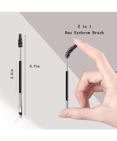 Duo Eyebrow Brush Set - Angled Eye Brow Brush with Spoolie, Professional Tool for Powder, Gel, and Wax Application - Buy Online on GoSupps.com