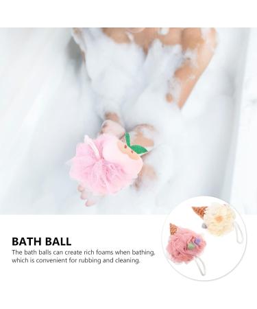 EXCEART Shower Wash Sponge 2Pcs | Ice Cream Bath Loofah Sponge Mesh Pouf | Exfoliating Shower Sponge for Men Women | Light Yellow Pink - Buy Online on GoSupps.com