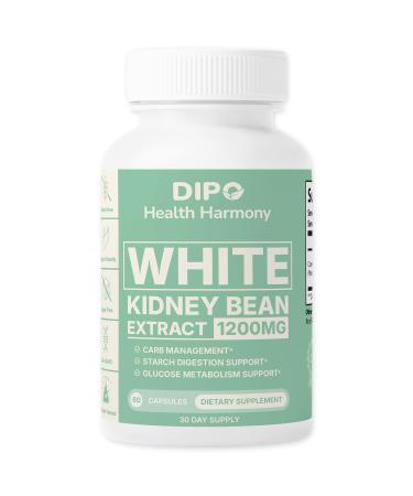 DIPO Premium White Kidney Bean Extract Plant-Based Carb Metabolism Support | Aids Glucose & Energy Balance | Non-GMO Gluten-Free Sugar Free Vegan Lactose Free - 60 Veggie Capsule