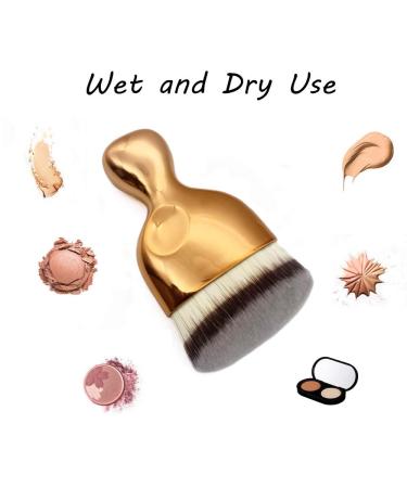 Flat Top Kabuki Foundation Brush - Perfect for Blending Liquid & Cream Makeup | Flawless Finish & Buffing - Gold Finish | International Shipping Available - Buy Online on GoSupps.com