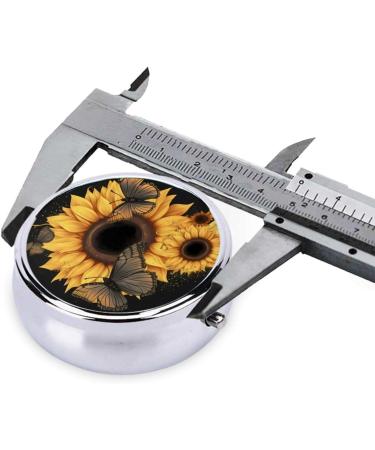 Butterflies & Sunflowers Round Pill Box | 3 Compartment Mini Travel Organizer for Vitamins & Medicines - Buy Online on GoSupps.com