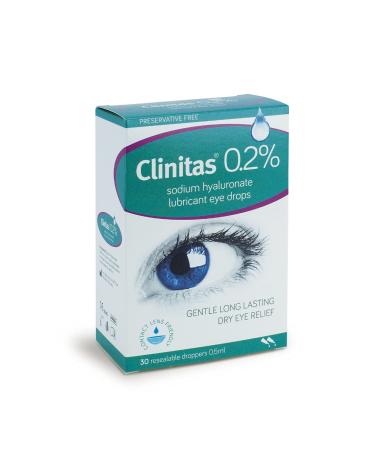 Clinitas 0.2% Soothe Eye Drops for Dry Eye. Suitable for Contact Lens wearers and Preservative Free for The Relief of Dry and Gritty Eyes 30 x 0.5 ml vials and Fully resealable