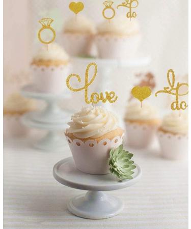 JeVenis Set of 44 Glitter Wedding Cupcake Toppers Diamond Ring Cupcake Toppers I Do Cupcake Topper for Wedding Engagement Bridal Shower Decorations - Buy Online on GoSupps.com