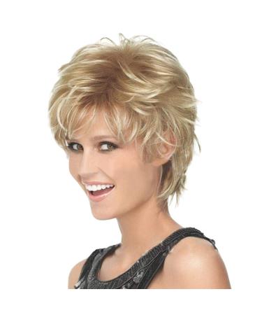 Ansenesna Wig Women Blonde Short Women Curly Short Hair Wig (Blonde)
