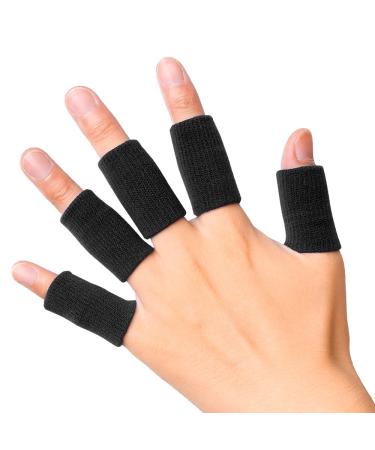 JBM Adult Finger Brace Splint Sleeve Thumb Support Protector Soft Comfortable Cushion Pressure Safe Elastic Breathable Spandex Finger Splinter Boating GYM (Black)