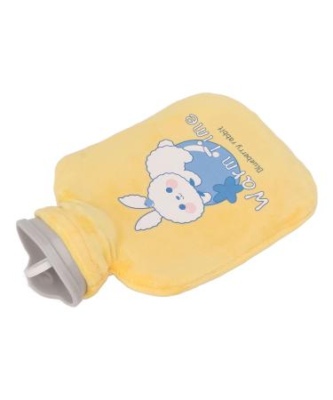 Heat bottle with plush cover soft comfortable thick thick litter -proof warm -protected rubber heat bag to heat your hands feet and stomach (yellow hare)