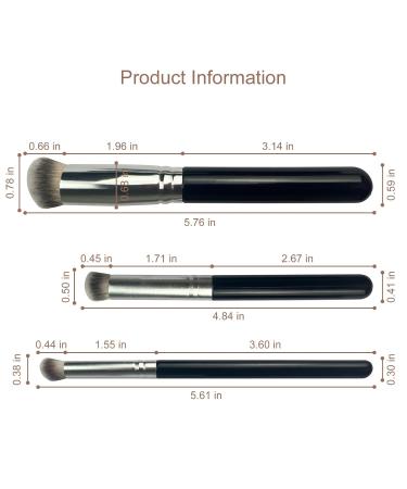 3-Piece Foundation Contour Brush Set | Kabuki Brushes for Liquid Cream & Powder Makeup | Includes Under Eye & Mini Concealer Brushes - Shop Now - Buy Online on GoSupps.com