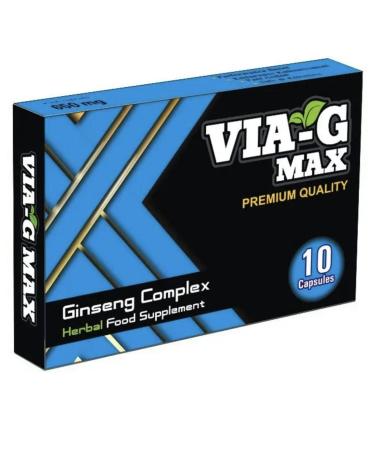 VIA-G MAX Stronger and Longer for Confident Performer - Advanced Performance Enhancing Pills Stamina Endurance Booster Blue Supplement Pill for Men - 10 Ginseng Capsules 650 mg