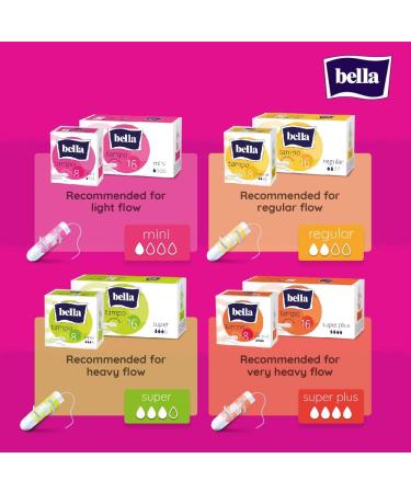Bella Tampo Regular Tampons - Easy Twist System 5 Packs of 16 | Ideal for Beginners - International Shipping Available - Buy Online on GoSupps.com