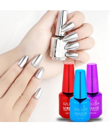 Metal Nail Polish 18ml Mirror Nail Varnish Quick Drying Metallic Effect Nail Art Polish Plating Metallic Nail Polish No UV Needed Magic Mirror Gel Nail Polish For Chrome Nail Art (12-Silver) - Buy Online on GoSupps.com