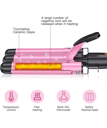Coidak 3 Barrel Curling Iron Adjustable 25mm Waver for Long/Short Hair - Pink - Buy Online on GoSupps.com