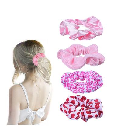 Valentine Pink Hair Scrunchies Set - 4pcs Galentine Hair Ropes & Ties | JHV31 - Buy Online on GoSupps.com