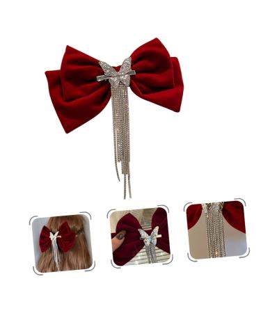 tassel hair clip bow hair clip bow hair barrettes hair bow clip hair barrettes for women ribbon hair bows Grosgrain sparkly tassel barrettes big bow makeup rhinestones girl Miss