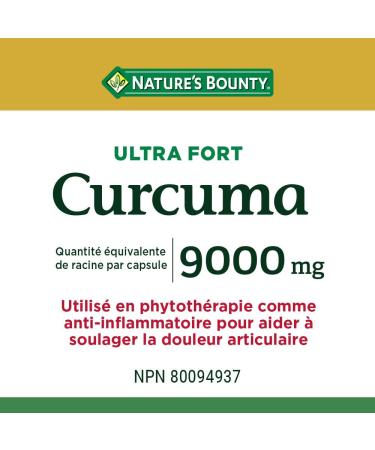Nature's Bounty Ultra Strength Vegetarian Turmeric 9000mg Herbal Health Supplement Anti-inflammatory to Help Relieve Joint Pain 30 Capsules - Buy Online on GoSupps.com