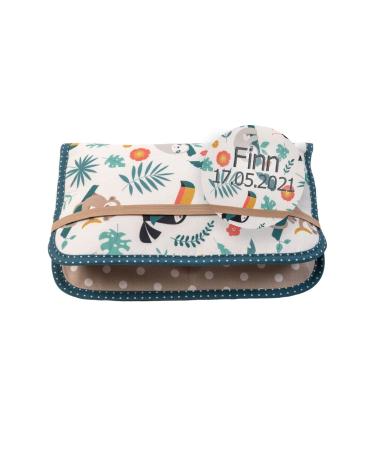 ULLENBOOM diaper pocket for on the go (made in EU) - diaper bag for up to 3 diapers wet wipes & other accessories diaperedui with zipper & rubber band small & casual jungle 18 x 27 cm