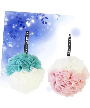 Housoutil Duplicolor 2pcs Large Bath Ball - Soft Mesh Shower Sponge Pouf for Women | Perfect for Relaxing Bath Experience - Buy Online on GoSupps.com