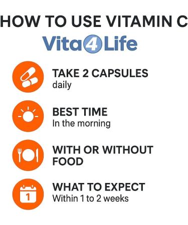 Vita4Life! Vitamin C 1000mg with Zinc & Bioflavonoids - 240 Capsules - High Potency Immune Support Antioxidant Protection - Non-GMO Gluten Free - GMP Certified - Buy Online on GoSupps.com