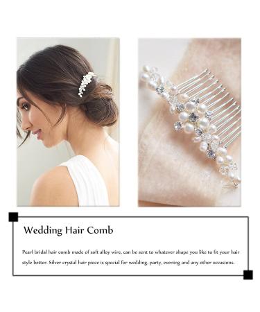 Jakawin Bride Pearl Wedding Hair Comb - Silver Rhinestone Headpiece for Women/Girls | HC043 - Buy Online on GoSupps.com