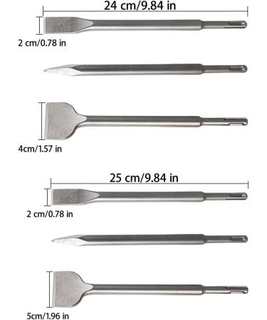findmall 6-Piece SDS Plus Chisel Set  40Cr Steel Concrete Drill Bit Set  Rotary Hammer Bits Chisel Set Including Point Chisel  20mm Flat Chisel  40mm Flat Chisel - Buy Online on GoSupps.com