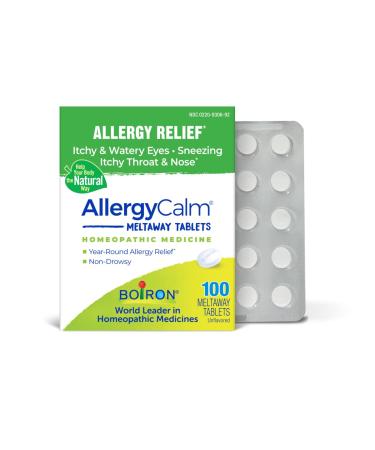 Boiron AllergyCalm Tabs - 100 Count for Relief from Allergy and Hay Fever Symptoms of Sneezing Runny Nose and Itchy Eyes or Throat - Allergy Calm Meltaway Tablets