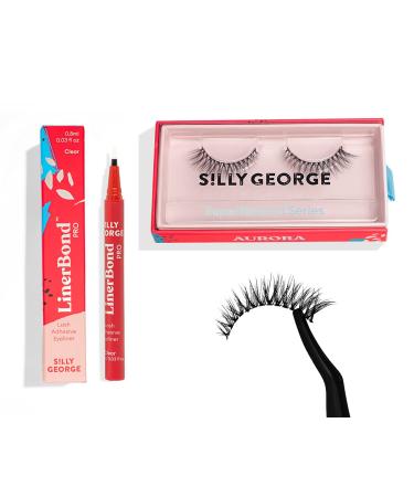 Silly George SuperNatural Series Starter Kit - Pretty Lashes with Adhesive Eyeliner | Clear Band gives Lashes Natural Look | Extra Strong Hold for False Eyelashes (Aurora  LinerBond  Clear) Aurora LinerBond PRO Clear